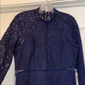Bardot Rozie Long Sleeve Lace Dress - Navy US 8